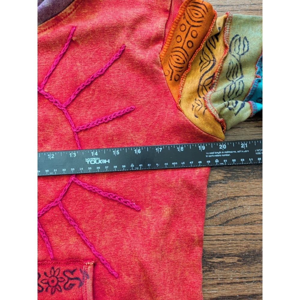 Greater Good Network Patchwork ZipUp Red Hoodie Indie Sleaze Y2K Sun Tribal L/XL - Picture 8 of 11
